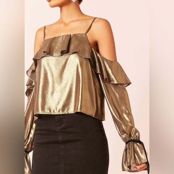 Forever 21 Tops - Forever 21 Metallic Open-Shoulder Top